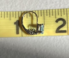 Vintage Oval Blue Topaz 10K Gold Lever Back Earrings USA