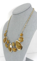 Ann Taylor Bib Necklace Faux Rutile Rutilated Quartz Pear Oval Glass Stones Vtg