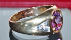 10k yellow gold ring 1.12ct amethyst diamond size 9.25 handmade 3.85gr N3112D