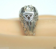 Antique Art Deco Engagement 18K White Gold Ring Size 6 UK-L1/2 EGL USA