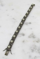 Marsala Sterling Silver Imitation Pearl & Marcasites Bracelet ~ 30g ~ 6-C523