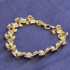 Vtg Sterling Silver Leaf Bracelet 7.32g Fine Jewelry 7.25″ Floral Fold Over