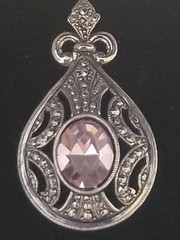 Vantage 1990 Avon Victorian Faux Amethyst Marcasite Teardrop Pendant Only