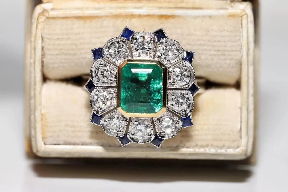 Art Deco Vintage Lab Created Diamond Woman’s Engagement Wedding Ring 925 Silver