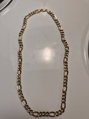 Sterling Silver 925 Gold Plated FIGARO Chain 22” Necklace ITALY 10mm Not Scrap