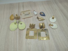 Vtg 80’s-90’s Big Enamel Earrings Geometric Retro Lot
