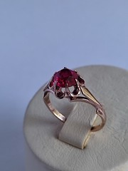 Old Vintage Soviet Union Silver 875 Ring USSR Red Stone Ruby Size US 6 (16.5 mm)