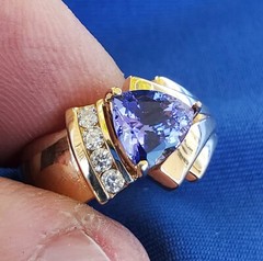 Original EARTH MINED TANZANITE DIAMOND Engagement Ring 14K GOLD Design Solitaire