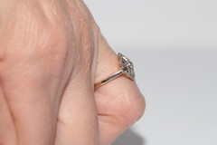 Antique Circa 1920s Art Deco 18k Gold Natural Diamond Navette Design Ring