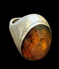 Modernist Baltic Amber Sterling Silver Dome Ring Size 8 Heavy 36.0g