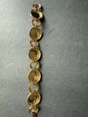 Vintage Faux Pearl Station Bracelet Gold Tone Link Classic Capsule 7” Career