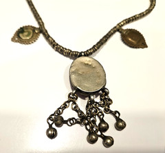 Vintage Moroccan Stone Dangle Metal Necklace purchased in Agadir 1972