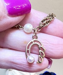 LOVELY Music Themed 14 Kt. Gold-Filled & Solid 14 Kt. Gold Pearl Charm Bracelet