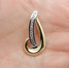14K Yellow and White Gold Diamond Slide Pendant – 1-1/8″ in Length – LB2454