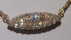 Vintage 14k Yellow Gold Pave Set Clean Shinny Diamonds Eye Shape Necklace