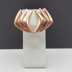 Rame Modernist Artisan Copper Fishbone Clip On Earrings Worn Distressed
