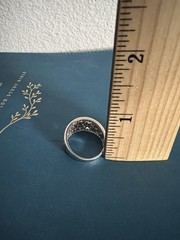 Vintage QVC Diamonique Solid White Gold Open Art Nouveau Floral CZ Ring Size 9