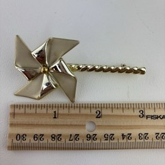 AJC Gold Tone Spinning Garden Pinwheel Brooch Pin Large 3″ Vintage