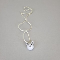 Bunny Rabbit EASTER RATTLE/BELL NECKLACE on Cord Vintage