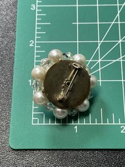 Vintage 1.5” Stacked Faux Pearl AB Crystal Rhinestone Flower Brooch Pin