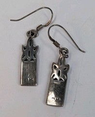 Vintage Sterling Silver 925 Art Deco Style Marcasite Black Onyx Dangle Earrings