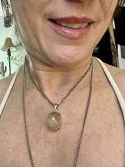 Globe Rutilated Quartz Sterling Silver Pendant Estate Incredible Vintage Jewelry