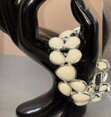 Vintage Napier Link Necklace Bracelet Cream Silver Tone