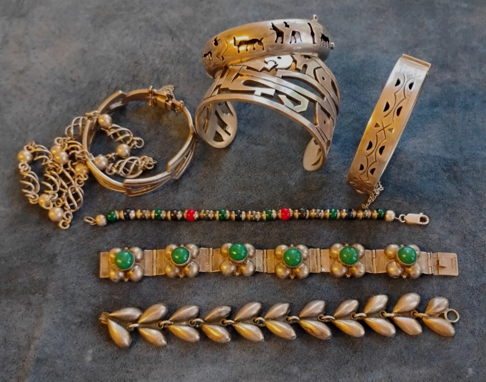 925 LOT TAXCO STERLING BRACELETS- CAGE CHAIN- 313.9 GRAMS