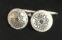 Vtg ’20s Belais 14K White Gold Front Cufflinks Art Deco SNOWFLAKE Look Two-Sided