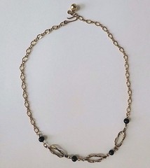 Wells Four Bead Gold Necklace 15″ 14K GF Mid Century Choker or Childs Adj J Hook