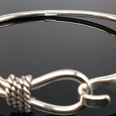 Sterling Silver Lariat Rope Bangle Charm Bracelet Western Rodeo Cowgirl Jewelry