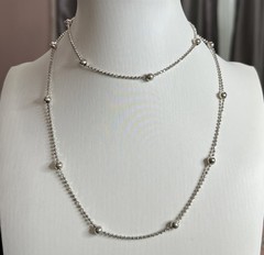 Vintage Italy 925 Ball Bead Station Chain Necklace 30”