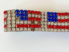 Stretch Americana Vintage Bracelet Rhinestone Flags