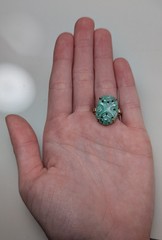 RETRO 10K WALTER LAMPL GREEN JADEITE JADE VINTAGE ANTIQUE RING SIZE 5.75 WL CP13
