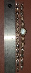 FMD Vintage Cameo Watch Bracelet Set Gold Tone MOP Face 7″ Adjustable Working