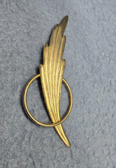 Art Deco Feather Brooch Pin 3.5 In Gold Elegant Vintage Glam Chic Retro Gift