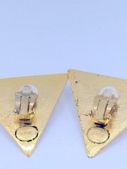 Remy Dis Paris Designer Earrings Egyptian Revival Triangle Red Clip-on FREE Ship
