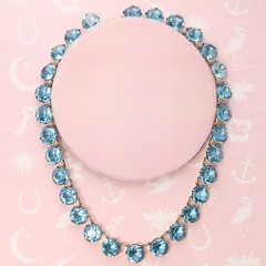 Vtg 1930s Art Deco Open Back Zircon Glass Crystal Gold Filled Necklace