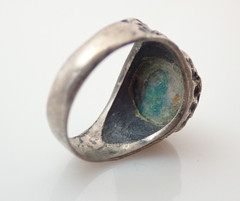 Vintage Chrysocolla Brutalist Modernist Sterling Silver Band Ring Sz 9.75