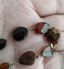 Vintage Baltic Amber Multi Color Wire Wrapped Link Bracelet 7 Inches