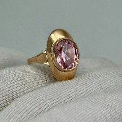 USSR Vintage Original Rose Gold Amethyst (lab. made) Ring 583 14K 3,63 g 6,25 US