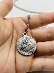 Vintage Saint Anthony Pray For Us St Christopher Protect Us 24” Necklace