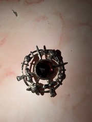 Scottish Celtic Thistle Sword Brooch Purple Glass Stone Silver Tone Pin