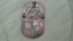 Older Vintage Sterling Silver Cut ROSE FLOWER Pendant/ Brooch 13g