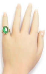 Antique French 1920’s Green Stone 13KY Ring Size 5.5 UK-K1/2 9.26Ct Art Deco