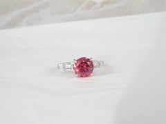 Vintage Sterling Silver 925 Simulated Pink Sapphire Unique Ring Size 7