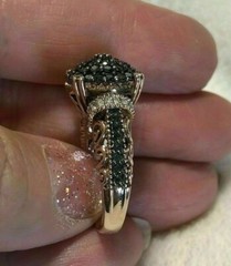 2CT Cluster Lab Created Black Diamond Women’s Engagement 14K Rose Gold FN Ring