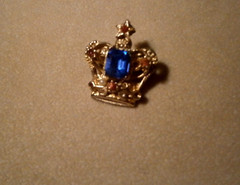 Vtg Crown Scatter Pins Clear Crystals & Blue Pink Rhinestones Lot of 2 Different