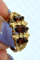 1973 Avon Royal Occasion Topaz Rhinestone Gold Tone Ring Size 7.5