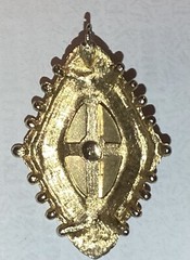 VICTORIAN STYLE GOLDEN METAL WITH BLUE STONE FAUX PEARL PENDANT Free Shipping